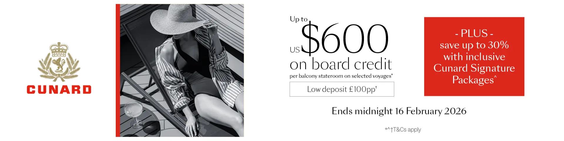 Cunard Up To $600 On Board Credit